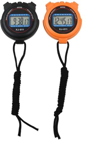 Tiardey Sport Stoppur Timer med Snöre, Multi-Function Sport Digital Stoppur Stor Display, med 12/24 timmars klocka Alarmkalender (svart+gul)