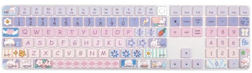 Niedliche Tastaturabdeckung für Apple iMac Magic Keyboard 2021 (Modell: A2520) mit Ziffernblock und Touch-ID, Silikon-Tastaturschutz, US-Layout, niedliches Häschen