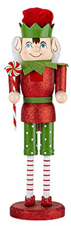 BAHJKASD 15 Zoll Hölzerner Elfen Nussknacker Ornament Soldat König Figur Marionette Weihnachtsdekoration Urlaub Heimdekoration Neujahr