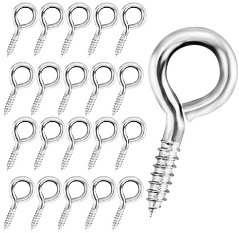 40 PCS Eyelet Screws, Eyed Screw Hook 30mm, Self Tapping Screws, Tightening Screw, Ring Screw, Ceiling Hook, Galvanized Eyebolt, Screw Hole Nail, for Wood, Fixing Wires, Indoor and Outdoor