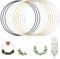 Qichan 12 Stück Metallringe zum Basteln, 20cm Drahtringe zum Basteln, Weiße Schwarz Silber Gold Deko Ringe zum Aufhängen, Bastelringe Metall für Traumfänger Ring, Blumen Reifen