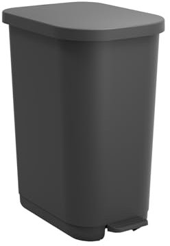 Rotho Orbe Poubelle avec couvercle et pédale, capacité de 25 à 40 l, utilisation optimale du sac poubelle (anthracite)