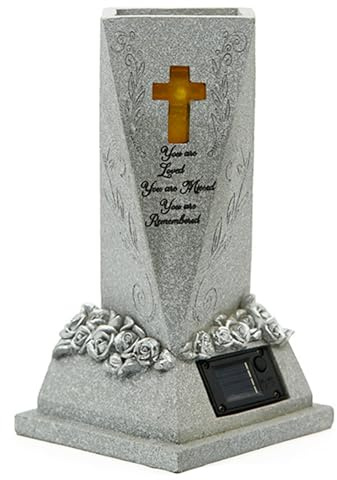 Générique Vase de Fleurs de cimetière, Vase de cimetière Solaire pour Tombe - de Fleurs de Tombe de cimetière Solaire- Décoration de cimetière de Tombe en résine pour Cour, cimetière, Jardin, pelouse