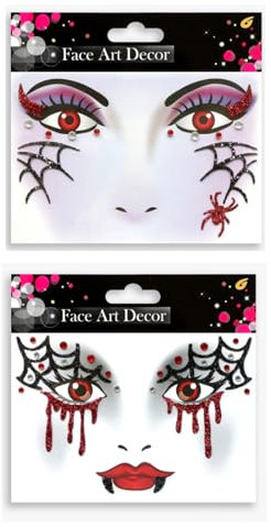 ALEGRE Halloween Gesichtstattoo Spinnennetz Face Art Sticker,Halloween Temporäres Tattoo,Spinnennetz Glitzer Aufkleber Gesichtstattoo Karneval,Ablösbare Tattoo Gesicht Kinder für Motto Party,Fasching