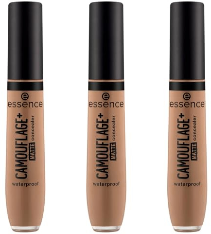 essence CAMOUFLAGE+ MATTE concealer, Nr. 180, Nude, langanhaltend, mattierend, abdeckend, matt, vegan, ölfrei, ohne Parabene, ohne Mikroplastikpartikel, 3er Pack (3x8ml)