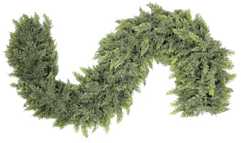 Fangfhai Ghirlanda di cipressi di Natale artificiale, ghirlanda di cipressi verde, ornamenti riutilizzabili per mobile TV, ornamento per interni ed esterni, scale, corrimano, pareti, negozi e vacanze