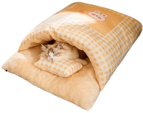 Niktule Katzen Schlafsack, Kuschelhöhle Mit Kissen Für Haustiere, Kuschelhöhle Decke Matte, Beruhigendes Winter Bett Für Haustiere Welpen Unterwegs