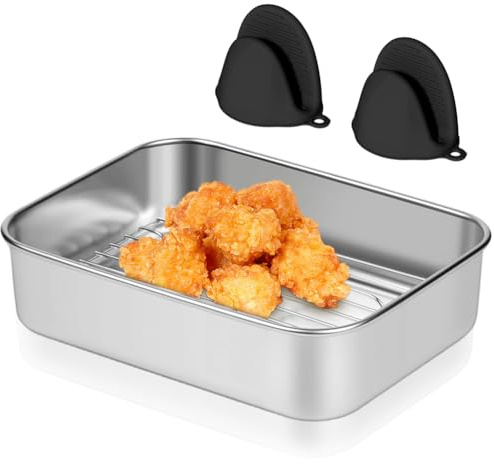 Bräter mit Sieb, Auflaufform Airfryer, Edelstahl Bräter für Luftfritteuse, mit Abtropfsieb, Dichtdeckel & Hitzeschutzgriffen - Vielseitiges Heißluftfritteuse Zubehör, Spülmaschinengeeignet