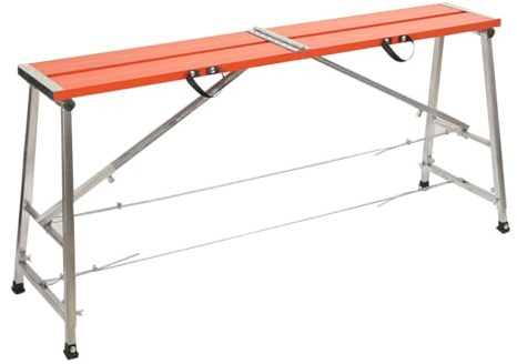 150x27cm Leitergerüst 300kg Alu Arbeitsplattform Klappwerkbank 70-120cm | Klappbare Tragbare Gerüst Arbeitsgerüst, Arbeitsbühne mit Plattform Werkbank Klappleiter für Haus&Werkstatt