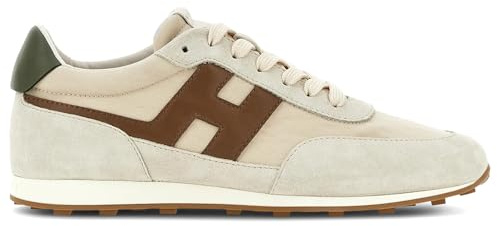 Hogan Sneakers da Uomo Athletic in Pelle e Tessuto Bianco, Verde e Marrone - HXM6990FZ90 UZA793K 7