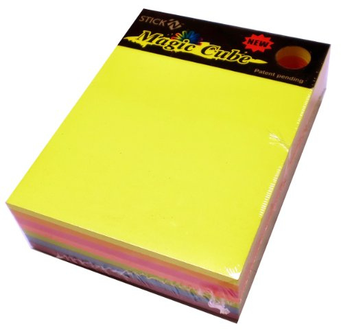 Stick'n Magic Cube (280 Sheets), Yellow,Orange,Blue,Green,Pink,Red,Purple, 101mm x 76mm