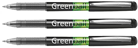 Pilot Liquid Ink Greenball 7 Rollerball Pens Pack of 3, Black