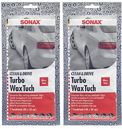 2x SONAX CLEAN&DRIVE TURBOWAXTUCH TURBO WACHSTUCH WACHS TUCH VERSIEGELUNG PFLEGE