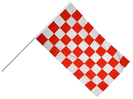 Digni Grand Drapeau Damier Rouge-Blanc sur hampe 60 x 90 cm Sticker Gratuit