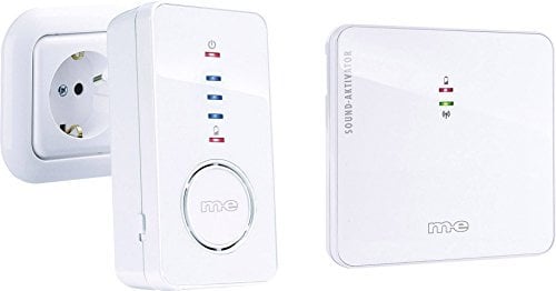 m-e modern-electronics 1676611 41156 Funkklingel Komplett-Set beleuchtet, klangaktiv, Weiß