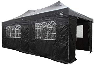 All Seasons Gazebos 3M x 6M Waterproof Gazebo Party Tent with Rustproof Frame and Wheeled Carry Bag (Black)