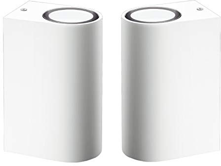 Trango 2er Pack IP44 Up & Down Light in Rund I Wandleuchte I Wandstrahler 8010-RW2 aus Aluminum Druckguss in weiß geeignet für je 2x GU10 LED (ohne Leuchtmittel)