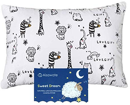 Oreiller pour Tout-petit avec Taie D'oreiller – 33 x 45 cm Oreiller pour Enfants Hypoallergénique pour Dormir Oreiller Bébé Doux en 100% Coton Biologique – Lavable Machine Petit Oreiller, Lit de Bébé