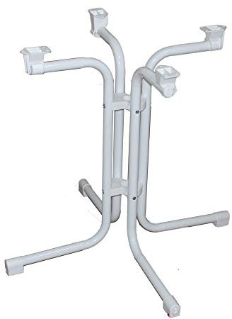 serladur Klappgestell nieder Stahlrohr Weiss mit Beschlagteilen für Tischplatten ab 16 mm Stärke geeignet für Tischplatten v, Werzalit, Sevelit u. Topalit