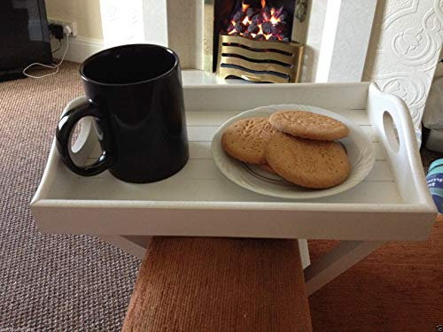 White Wooden Armchair Tray Sofa Tray drink holder remote holder wooden tray