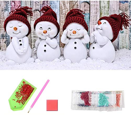 SHANFAA Weihnachten Schneemann DIY Diamant Malerei Kits,5D Diamond Painting,Runde Vollbohr Kristall Strass Stickerei Kunsthandwerk für Wohnwanddekoration, Weihnachts Dekoration Geschenke,50x30cm