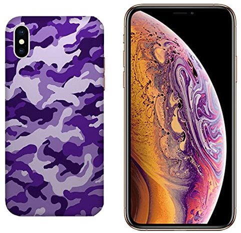 Hülle iPhone X Case Apple iPhone X Militare Mimetica Camouflage Militärarmee Mimetisches Veilchen/Cover TPU Soft/gehärtetes Glas zurück/Anti-Rutsch Anti-Rutsch Anti-Scratch Schock-resistente