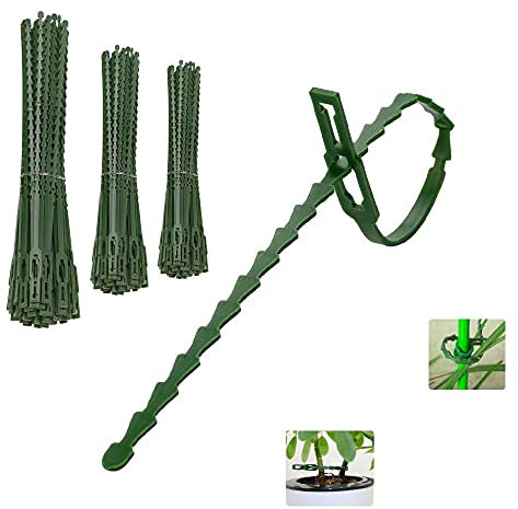 AFASOES 220 Stück Kabelbinder Pflanzen 13/17/23 cm Lang Pflanzenbinder Grün Verstellbar Blumenbinder Wiederverwendbar Kunststoff Gartenbinder Flexiblem Drahtkern Drehbinder für Pflanzenunterstützung