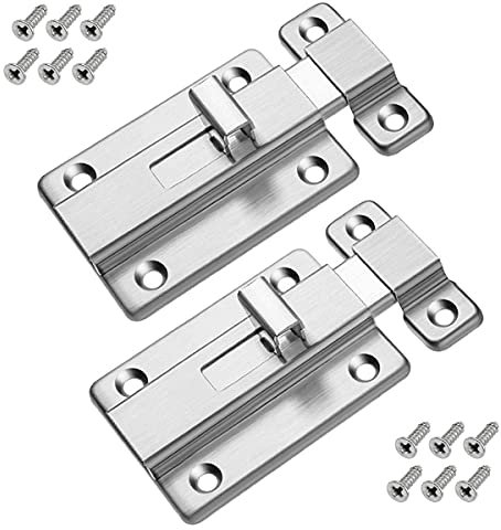 Verrou Porte,2 pcs Porte Loquet en Acier Inoxydable Serrure de Porte avec Vis Verrou Targette pour Portes Intérieures Salle de Bain Toilette Chambre Porte 4 Pouces