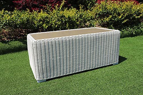 LEBENSwohnART Lounge Couchtisch VITA Eierschalenweiß Polyrattan Armlehnsessel Gartenmöbel