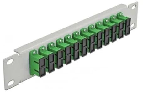 Delock Panneau de Brassage à Fibre Optique 12 Ports SC Duplex Vert 1 U Gris