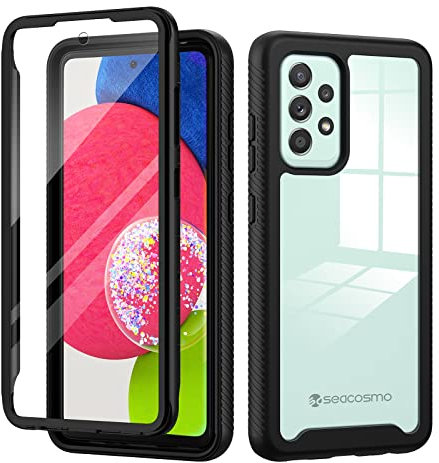 seacosmo Samsung A52s 5G Hülle, 360 Grad Handyhülle Samsung A52s 5G Stoßfest Schutzhülle Cover mit Integriertem Displayschutz für A52 4G/5G, Schwarz