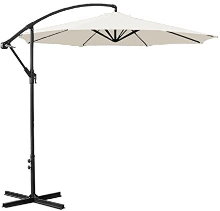 Green Bay 3M Cream Cantilever Banana Parasol with Crank Handle and Tilt for Outdoor Garden Sun Shade