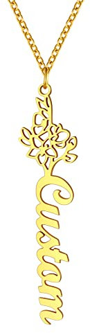FindChic Collana Donna con Nome personalizzato Fiore di Ciliegio in Acciaio inossidabile Collana AOro Donna Personalizzata Ciondolo con Nome Personalizzabile Regalo per mamma figlia amica