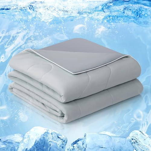 EASELAND Cooling Comforter Queen, 2026 Cloud-CHILL TECH | Q-MAX 0.45+, Double-Sided Cool Design Soft Fluffy Cooling Blanket for Night Sweats Hot Sleeper(Grey, Queen(90x90))