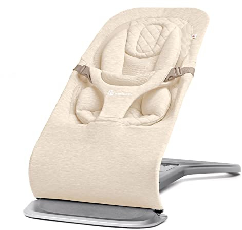 Ergobaby 3-in-1 Evolve Bouncer, Ergonomic Baby Bouncer for Newborns from Birth to Toddler, Baby Swing with Newborn Insert (2.5 kg - 13.2 kg), Cream
