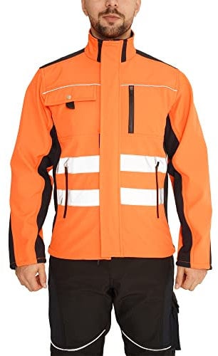 Sam Caan® Hi Vis Softshell Jacket Men High Visibility Viz Reflective Water Resistant Shower Proof Rain Repellent Windproof Safety Site Coat Work Wear Builder Soft Shell Workwear Warm Top