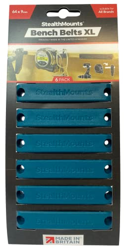 StealthMounts Bench Belt XL - Universal Tool Holder | Blue ABS Plastic Tool Hanger Dock for Power Tools, Tape Measures & Belt Clips