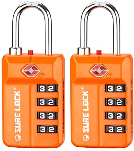 TSA Approved Travel Luggage Locks, Open Alert Combination Lock for School Office & Gym Locker,Toolbox, Pelican Case,Easy Read Dials- 1, 2 & 4 Pack (1, Orange 2PACK)