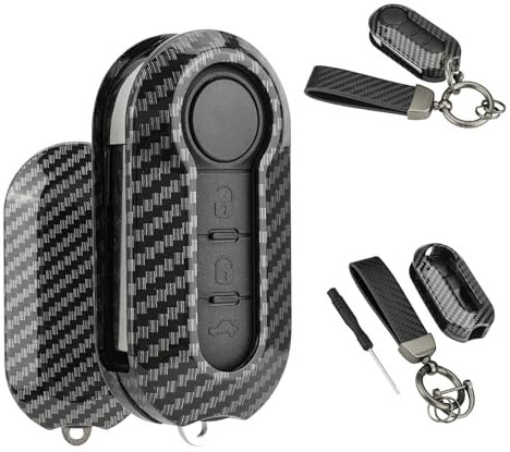 Vailikey ABS Carbon Fiber Car Key Cover For Fiat 500 Panda Punto Bravo Ducato Citroen Relay Jumper Peugeot Boxer Van F-iat Remote Key Shell Protective Holder