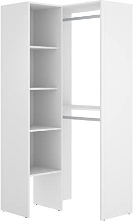 PEGANE Armoire Dressing d'angle en Panneaux de Particules mélaminés Coloris Blanc - Longueur 79.5 x Profondeur 88.5 x Hauteur 185 cm