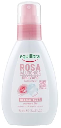 equilibra Corpo, Rose Hyaluronic Deo Vapo, Deodorant Spray geeignet für empfindliche Haut, Deodorant 24H mit Anti-Geruchskomplex, auf Basis von Rose und Hyaluronsäure, 75 ml