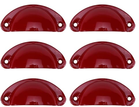 Nicerity Muschelgriffe für Kommode, Küchenschrank, Schublade, 81 x 35 x 18 mm, Rot, 6 Stück