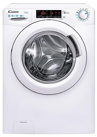 Candy Smart Inverter CS 148TXME-S, Lavadora 8 KG, 1400 RPM, Display Digit Touch, Tecnología NFC, Hygiene +, 16 Ciclos, 9 Rápidos, Motor Inverter Speed Drive, Inicio Diferido 24H, 77 DB, Blanco