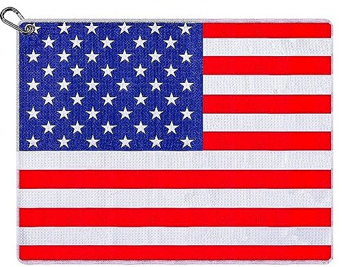 Funny Golf Towel, Printed Golf Towels for Golf Bags with Clip, Golf Gift for Men Husband Boyfriend Dad, Birthday Gifts for Golf Fan - USA Flag