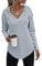 Cuptacc Felpa Donna Camicia Manica Lunga Maglia Scollo A V Primavera Felpa con Cappuccio Chic Blu di Pietra,L 42-44
