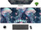 DCJJM - Anime Jellyfish Desk Mat Neon Blue XL Gaming Desk Mat Ocean Moon PC Laptop Keyboard Mouse Pad 31.5 x 12 Inch Protector with Stitched Edges for Women
