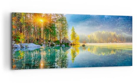 Panorama Bilder auf Leinwand 100x40cm Leinwandbild Landschaft Alpen Berge Groß Wanddeko Bild Schlafzimmer Küche Wandbilder Dekoration Wohnzimmer Wall Decor Canvas Wand Kunstdruck Art AB100x40-5307