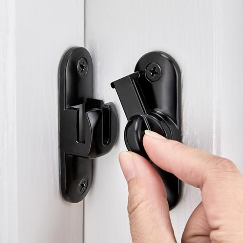 INIRET Black Barn Door Latches,90/180 Degree Gate Lock,Flip Gate Latches Hardware,Zinc Alloy Right Angle Door Lock Latch,Door Security Sliding Door Latch Lock for Cabinets,Bathroom.