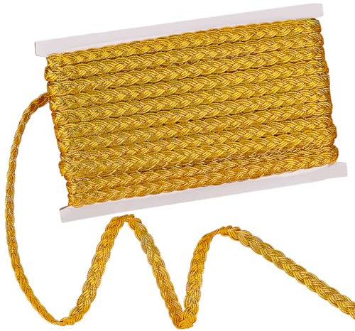 PH PandaHall 18m Cordon en Polyester Tressé Doré, 10mm Garniture de Tresse de Ficelle Plate 3 épaisseurs de Cordon de Bricolage Ruban de Tissu Décoratif pour Costumes, Couture, Décoration D'Intérieur
