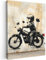 MuchoWow© Leinwandbild 60x80 cm Dekoration Wohnzimmer Bilder Pictures Wall Decoration Living Room Wohnungs Deko Moderne Bild Vintage - Street art - Motorrad - Junge - Graffiti - Schwarz - Banksy